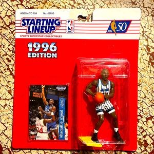 Shaquille O’Neal Starting Lineup Sports Star Collectible, 1996, figurine/card.